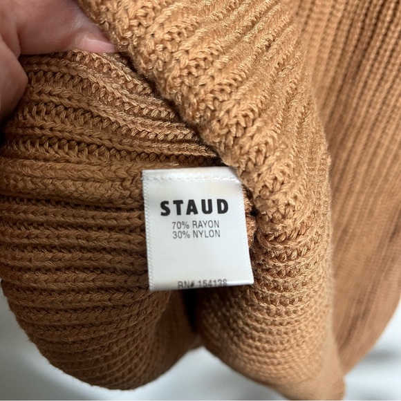 STAUD Marylebone Knit Sweater Dress in Camel - Picture 10 of 11